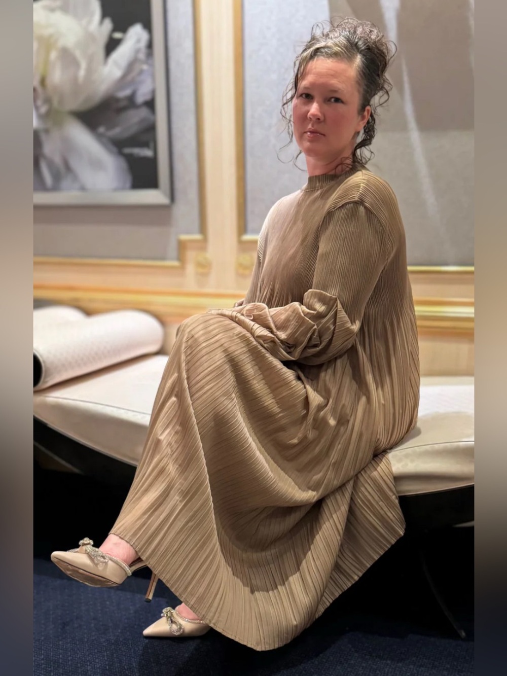BRYNLEY MULTI PLEATED DRESS in Taupe from Zadie B’s